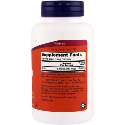 Now Foods Biotin 5000Mcg Vegetarian Capsules 120 Count