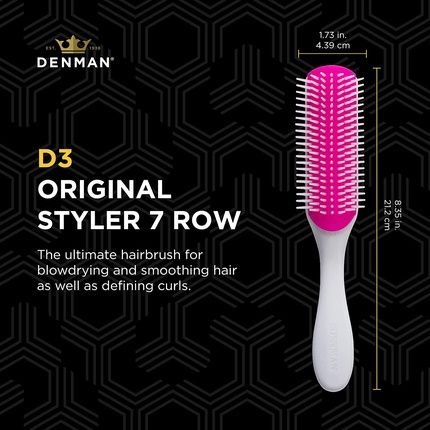 Denman Curly Hair Brush D3 Cherry Blossom 7 Row Styling Brush For Detangling Separating Shaping And Defining Curls