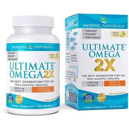 Nordic Naturals Ultimate Omega 2X With Vitamin D3 Lemon Flavor 60 Soft Gels