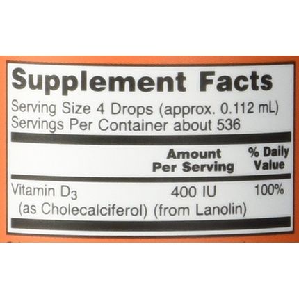 Now Foods Vitamin D3 Health Supplement 400Iu 59Ml - Image 3
