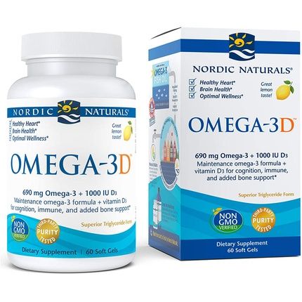 Nordic Naturals Omega-3D Lemon Soft Gels 60 Count