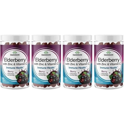 Swanson Elderberry Gummies With Zinc And Vitamin C Immune Support Supplement Berry Flavor 60 Gummies