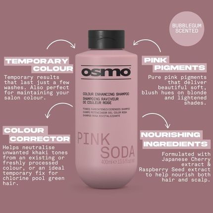 Osmo Pink Soda Colour Enhancing Shampoo With Buildable Temporary Pigment