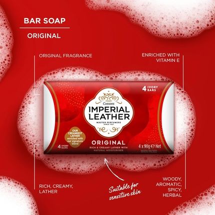 Imperial Leather Bar Soap Original Classic Cleansing Bar Gentle Skin Care 90G - Image 3