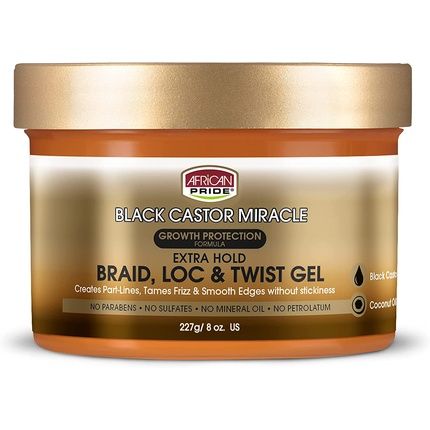 African Pride Black Castor Miracle Braid Lock Twist Gel 8Oz