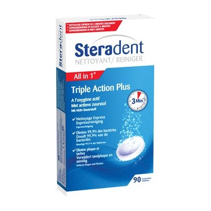 Steradent Triple Action Plus Cleaning Tablets 90 Tablets For Denture Care