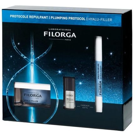 Filorga Plumping Protocol Gift Set With Hyalufiller Plumping Moisturizing Cream 50Ml Ncefrevitalize Serum 5Ml And Hyalufiller Lips 4G