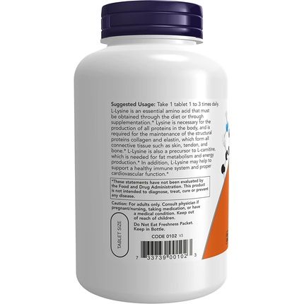 Now Foods L-Lysine 500Mg 250 Tablets - Image 3
