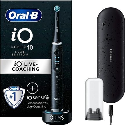 Oral-B Io Series 10 Luxe Edition Electric Toothbrush With 7 Cleaning Modes, Magnet Technology And 3D Analysis, Color Display And Travel Charging Case - Cosmic Black