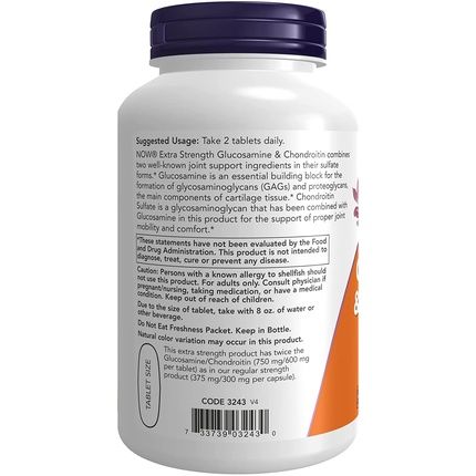 Now Foods Glucosamine And Chondroitin Extra Strength Tablets 120 Tablets - Image 3