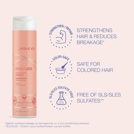 Joico Innerjoi Strengthen Shampoo For Damaged Color-Treated Hair Sulfate Paraben Free Vegan Formula 10.1 Fl Oz - Image 3