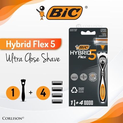 Bic Hybrid 5 Flex Men'S Rechargeable Shaver With Handle And Refills - 5 Nanotech Blades - Image 3
