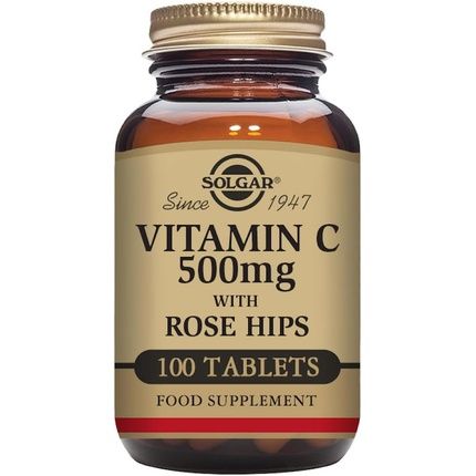 Solgar Vitamin C 500Mg With Rose Hips Tablets - Healthy Immune System And Energy Levels - Antioxidant - Supports Collagen Formation - Vegan, Gluten Free And Kosher