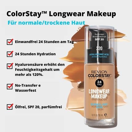 Revlon Colorstay Longwear Makeup For Normal/Dry Skin Spf 20 Medium Beige - Image 3
