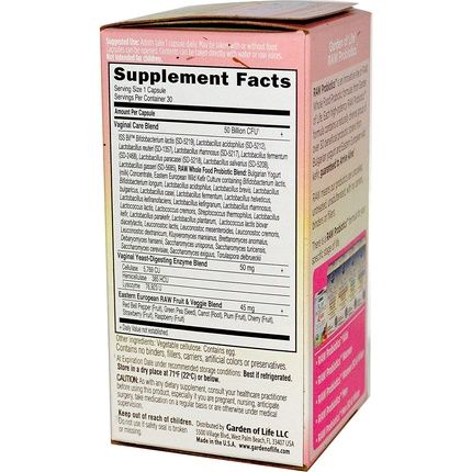 Garden Of Life Roh Probiotics Vaginal Care Vegetarian Capsules 30 Count