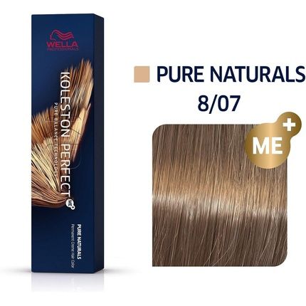 Wella Koleston Perfect Me+ Pure Naturals Permanent Hair Colour Cream 8/07 Light Blonde Natural Brown 60Ml - Image 3