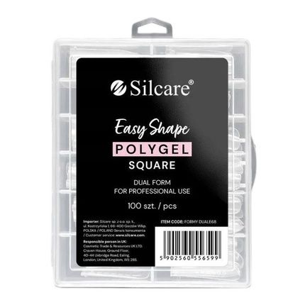 Silcare Dual Forms For Acrylic Gel Clear Square - 100 Pieces