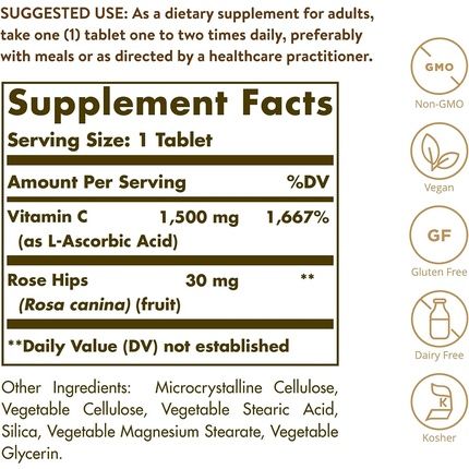 Solgar Vitamin C 1500Mg With Rose Hips - Healthy Immune System - Antioxidant - Vegan - 180 Tablets