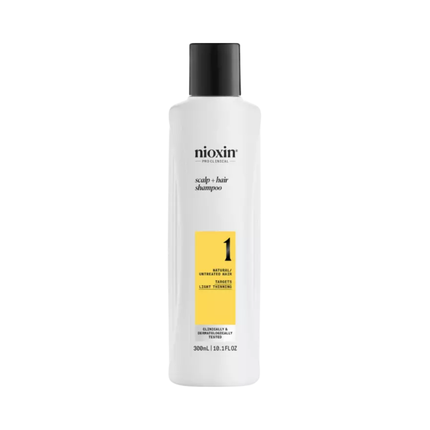 Nioxin Scalp + Hair System 1 Shampoo Deep Cleansing Shampoo For Untreated Hair Prevents Thinning Hair With Biotin & Niacinamide 300Ml