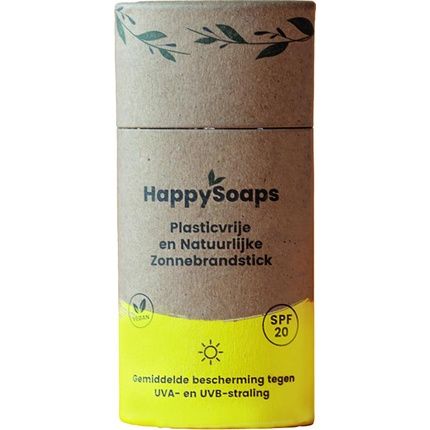 Happysoaps Sunscreen Stick Spf 20 - Average Uva And Uvb Protection - Suitable For Children - With Mineral Filters - 100% Plastic Free, Vegan & Natural - 50Gr