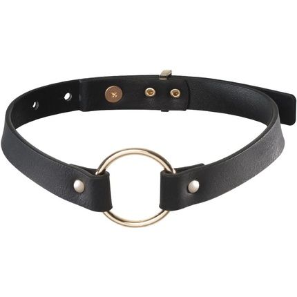 Bijoux Indiscrets Maze - Narrow Choker With Ring Black Made Of Vegan Leather