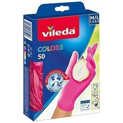 Vileda Colors 50 Disposable Gloves Multicolor Nitrile 50 Pieces - Safety