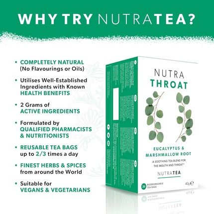 Nutrathroat Throat Tea Throat Comfort Tea For Sore Throat And Coughs Includes Marshmallow Root Slippery Elm And Fenugreek 20 Enveloped Tea Bags Herbal Tea 20 Count - Image 3
