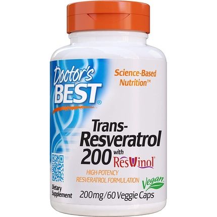 Doctor'S Best Trans-Resveratrol With Resvinol Non-Gmo Vegan Gluten & Soy Free 200Mg 60 Count