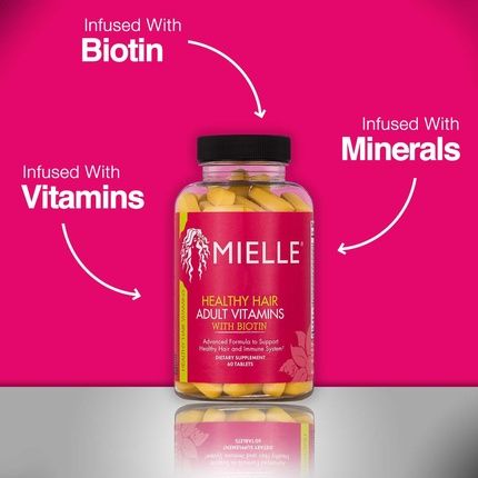 Mielle Organics Adult Healthy Hair Formula Vitamins With Biotin 60 Count - Image 3