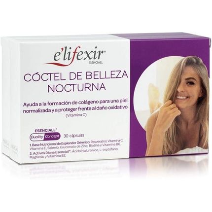 E'Lifexir Essential Beauty Cocktail Night Nutricosmetics Rejuvenating Anti-Aging 60 Capsules