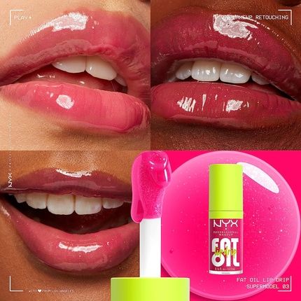 Nyx Professional Makeup Fat Oil Lip Drip Moisturizing Shiny Vegan Tinted Lip Gloss Supermodel 03 Shimmering Magenta - Image 3
