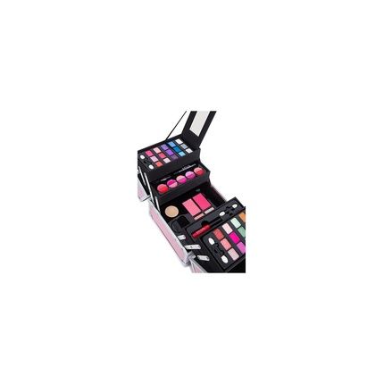 Aromya Mya Travel Pink Cube Makeup Case With 28 Eyeshadows, 2 Lip Glosses, And 4 Blushes