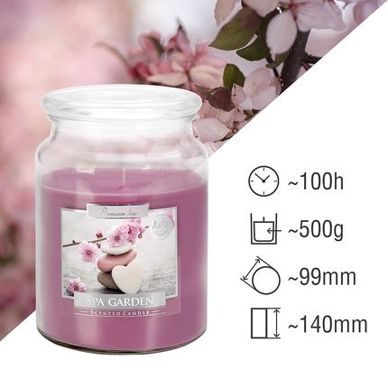 Large Scented Candle In Glass With Lid - Spa Garden