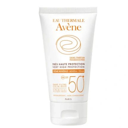 Avene Solar Cream Physical Screen Spf 50 For Intolerant Skin 50Ml