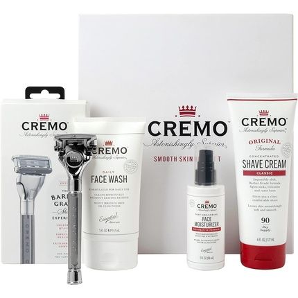 Cremo Skin Care Gift Set Kit For Men Face Wash Razor Shave Cream Moisturizer Beard Brush