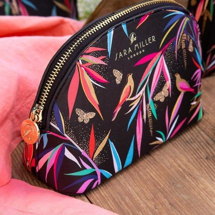 Sara Miller Beauty Bamboo Small Cosmetic Makeup Pouch Bag Black - Image 3