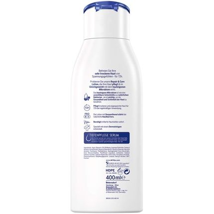 Nivea Repair & Care Body Lotion 400Ml For Very Dry Skin - Balances Skin Microbiome And Soothes Tension