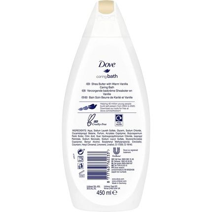 Dove Purely Pampering Shea Butter And Warm Vanilla Bath Soak With  1/4 Moisturising Cream 450Ml - Image 3