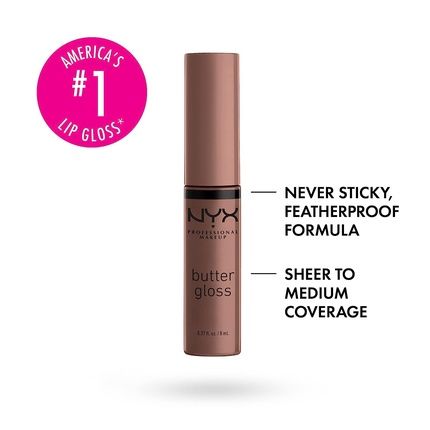 Nyx Professional Makeup Butter Gloss Brown Sugar Non-Sticky Lip Gloss 0.27 Fl Oz - Cinnamon Roll