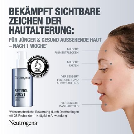Neutrogena Retinol Boost Day Cream Spf 15 50Ml - Moisturizer With Retinol Myrtle Extract And Hyaluronic Acid - Effective Face Cream For Younger And Healthier Looking Skin