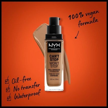 Nyx Professional Makeup Can'T Stop Won'T Stop Full Coverage Foundation Vegan Formula Matte Finish 12.7 Neutral Tan