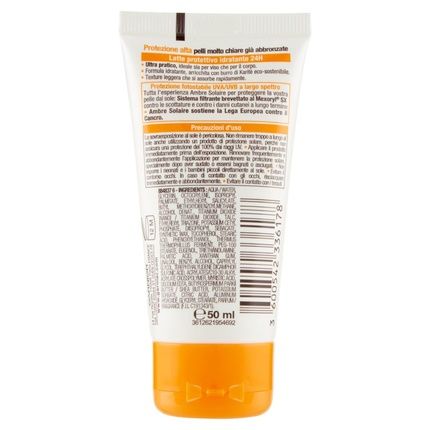 Garnier Ambre Solaire Protection Milk Spf 50+ High Protection 24H Hydration Travel Size 50Ml Classic Milk Spf 30