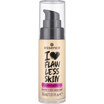 Essence I Love Flawless Skin Foundation No. 20 Long-Lasting Mattifying Instant Result Matt Vegan Oil-Free Uva And Uvb Filter + Spf 20 Fragrance-Free 30Ml