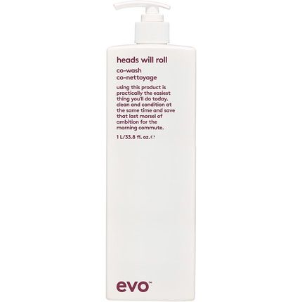 Evo Heads Will Roll Co-Wash 1 Litre Lightly Foaming Cleansing Conditioner For Wavy Curly Hair Gives Softness And Reduces Frizz Vegan No Sulphates
