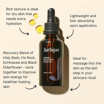 Jurlique Herbal Recovery Face Oil Restores Radiance Visibly Minimises Fine Lines Intense Hydration Boost Glow 100% Natural Plant Extracts All Skin Types Natural Ingredients 50Ml - Image 3