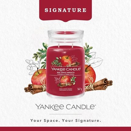 Yankee Candle Red Apple Wreath Signature Scented Candle Large Jar With Double Wicks