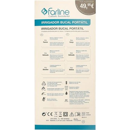 Farline Smart Rechargeable Cordless Dental Portable Oral Irrigator With 300Ml Water Tank - Image 3