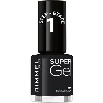 Rimmel Super Gel Nail Polish 12Ml Blackest Black