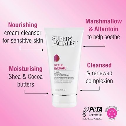 Super Facialist Rosehip Calming Creamy Cleanser Hydrates & Restores Natural Ph Balance 150Ml