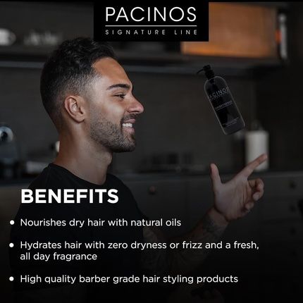 Pacinos Conditioner Moisturize & Control Frizz Water Based Formula With Argan Oil, Sunflower Seed, Sweet Almond & Jojoba Essential Oil